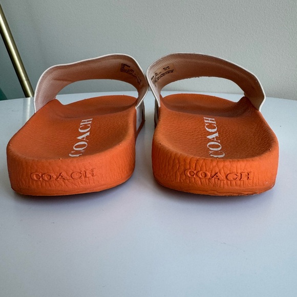 Coach Udele Sport Teddy Bear Printed Signature Slide Orange Cream Size 7B - Picture 7 of 10